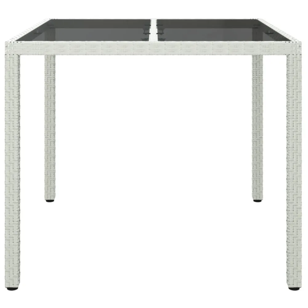 Mesa de jardim 90x90x75 cm vidro temperado e vime PE branco