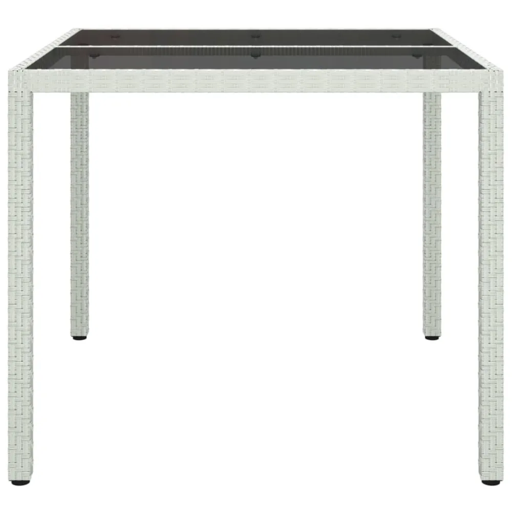 Mesa de jardim 90x90x75 cm vidro temperado e vime PE branco