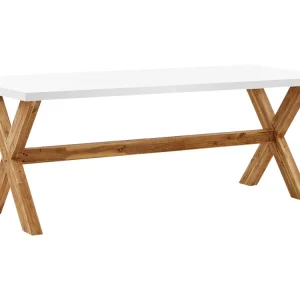Mesa de jardim em fibra de cimento 200 x 100 cm branca OLBIA