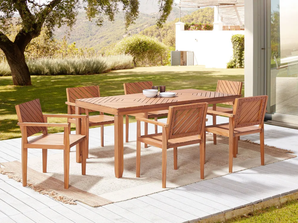 Mesa de jardim em madeira de acácia clara 180 x 90 cm BARATTI
