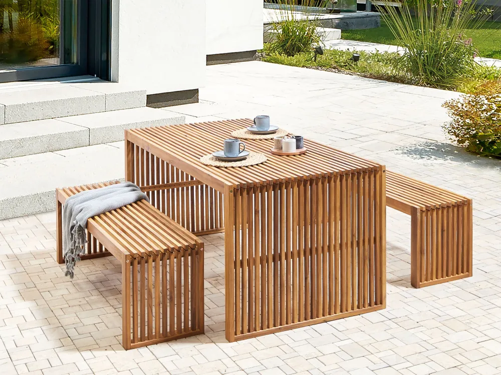 Mesa de jardim em madeira de acácia clara 180 x 90 cm SULZANO