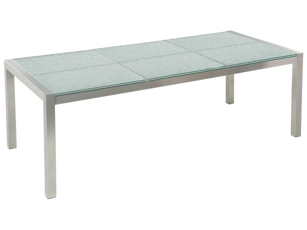 Mesa de refeições em inox e painéis de vidro temperado 180 x 90 cm GROSSETO