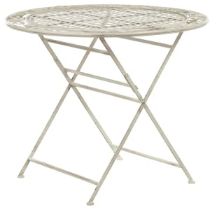 Mesa de varanda em metálico branco creme ø 90 cm BIVIO