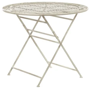 Mesa de varanda em metálico branco creme ø 90 cm BIVIO