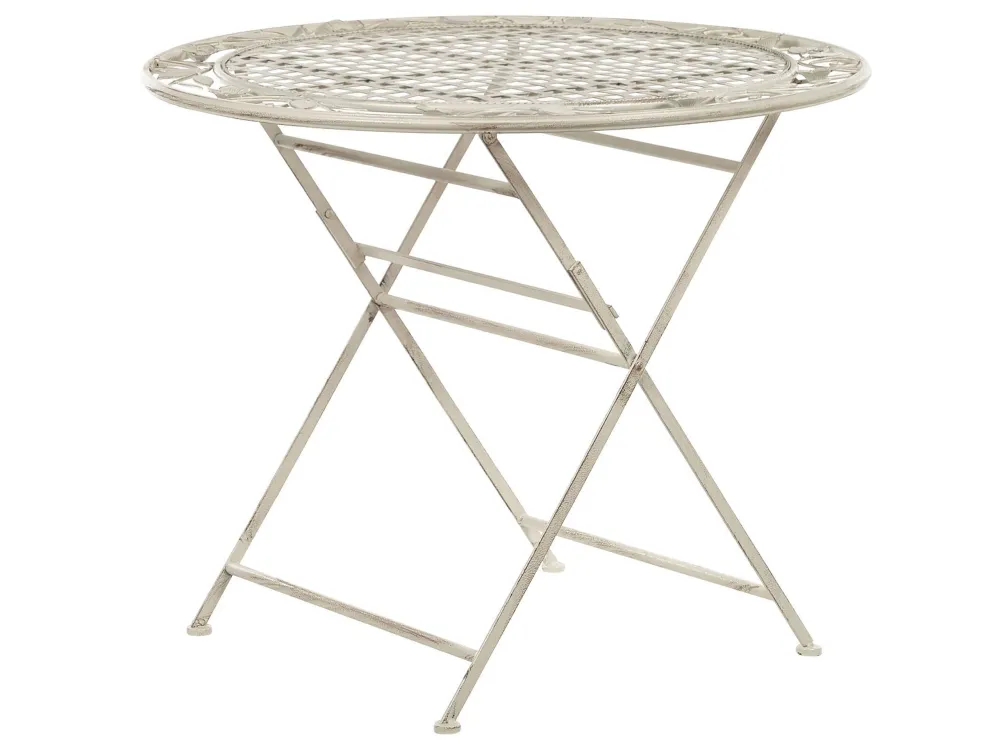 Mesa de varanda em metálico branco creme ø 90 cm BIVIO