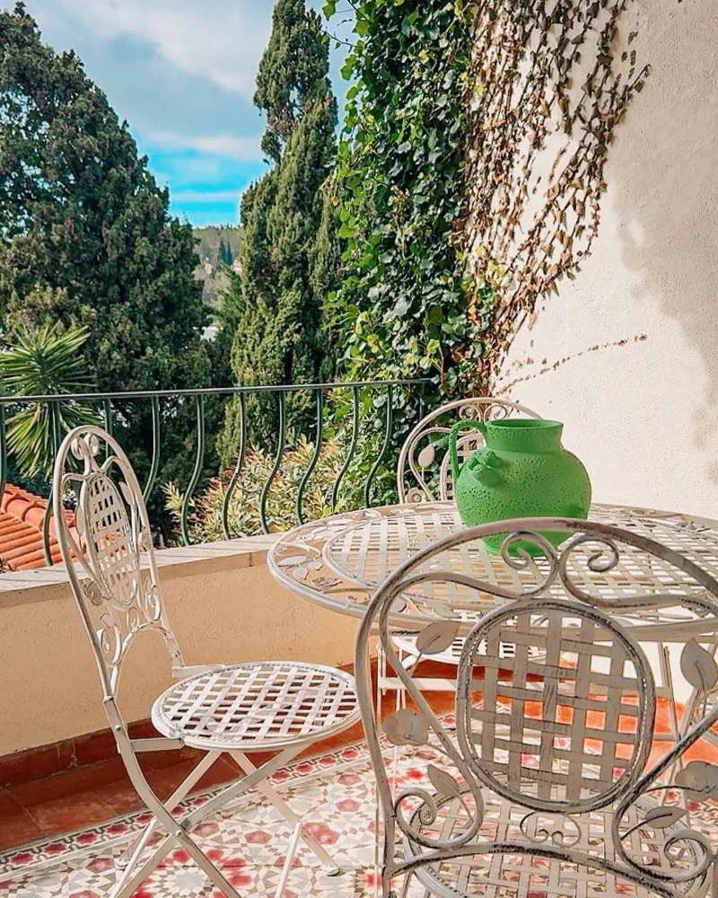 Mesa de varanda em metálico branco creme ø 90 cm BIVIO