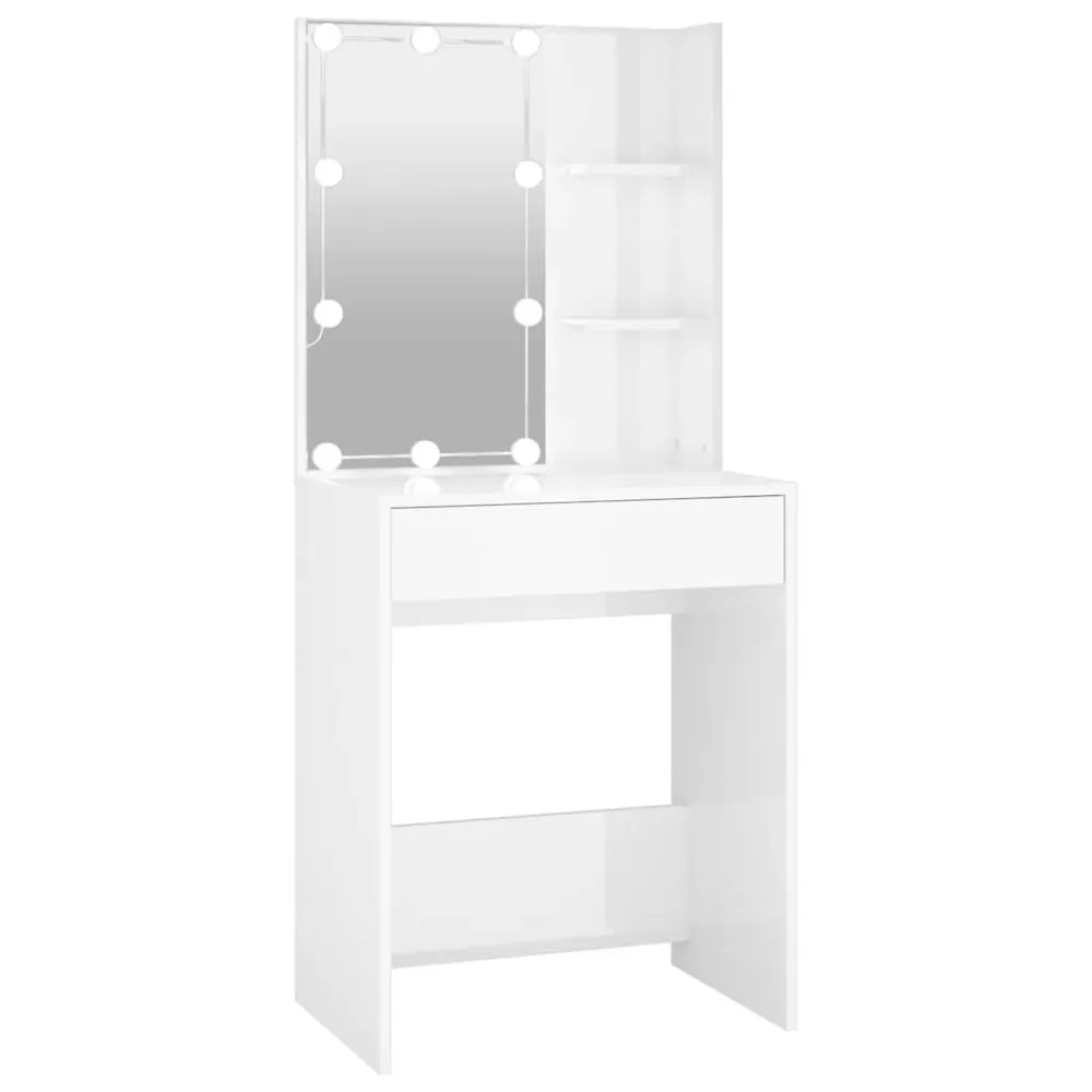 Toucador com LEDs 60x40x140 cm branco radiante