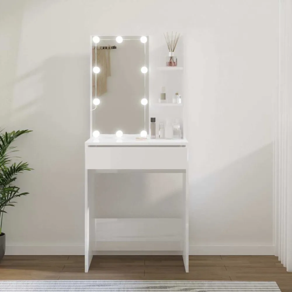 Toucador com LEDs 60x40x140 cm branco radiante