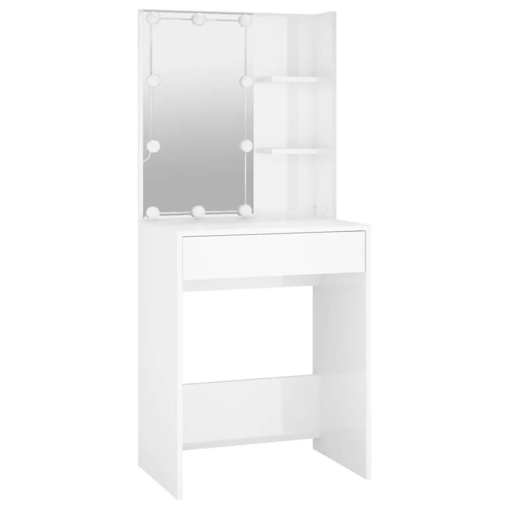 Toucador com LEDs 60x40x140 cm branco radiante