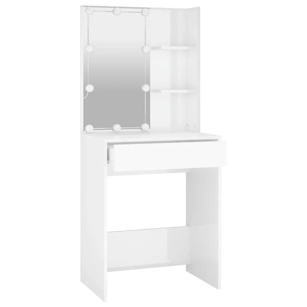 Toucador com LEDs 60x40x140 cm branco radiante