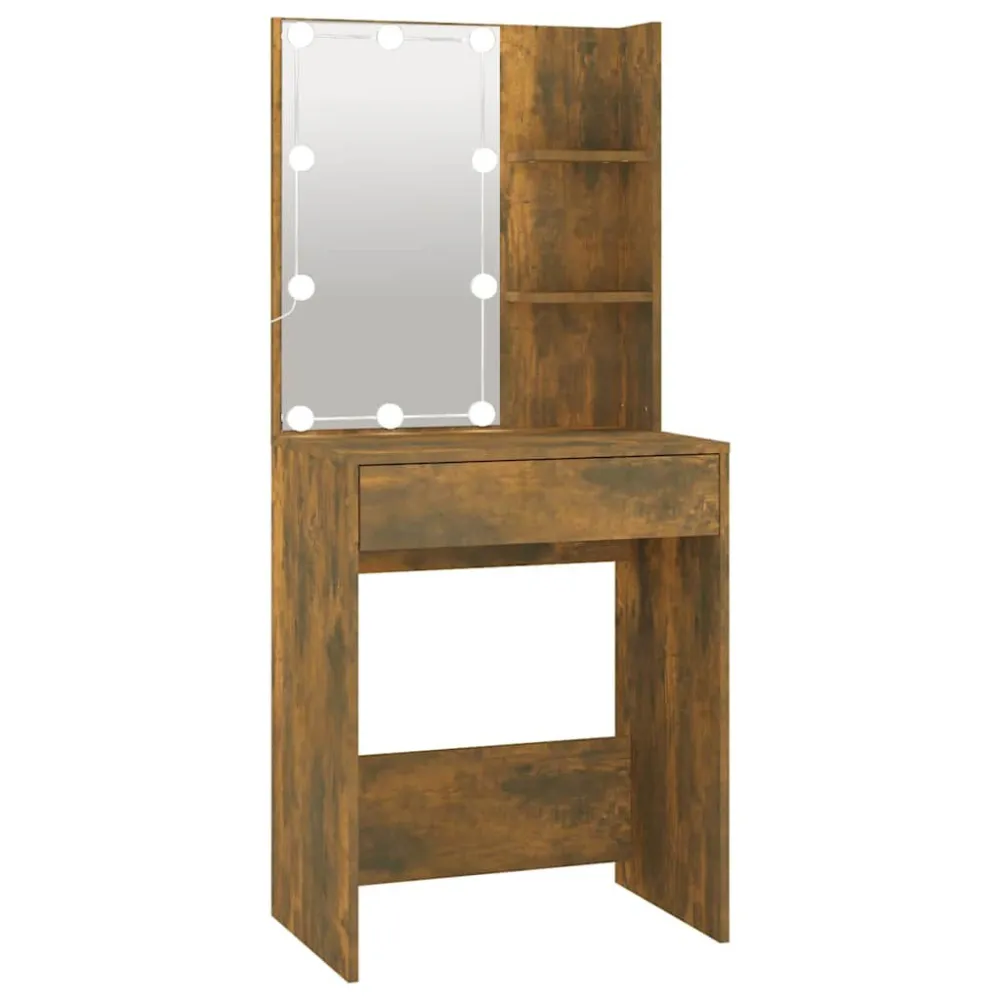 Toucador com LEDs 60x40x140 cm cor carvalho fumado