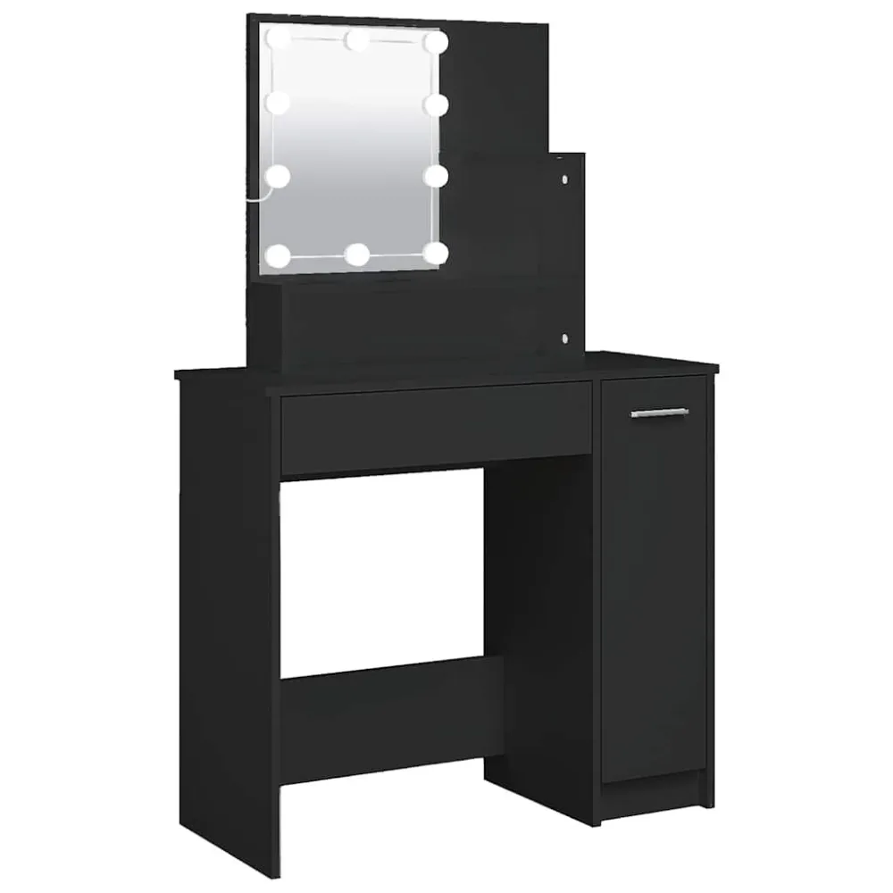 Toucador com luzes LED 86,5x35x136 cm preto com Painel Solar Integrado