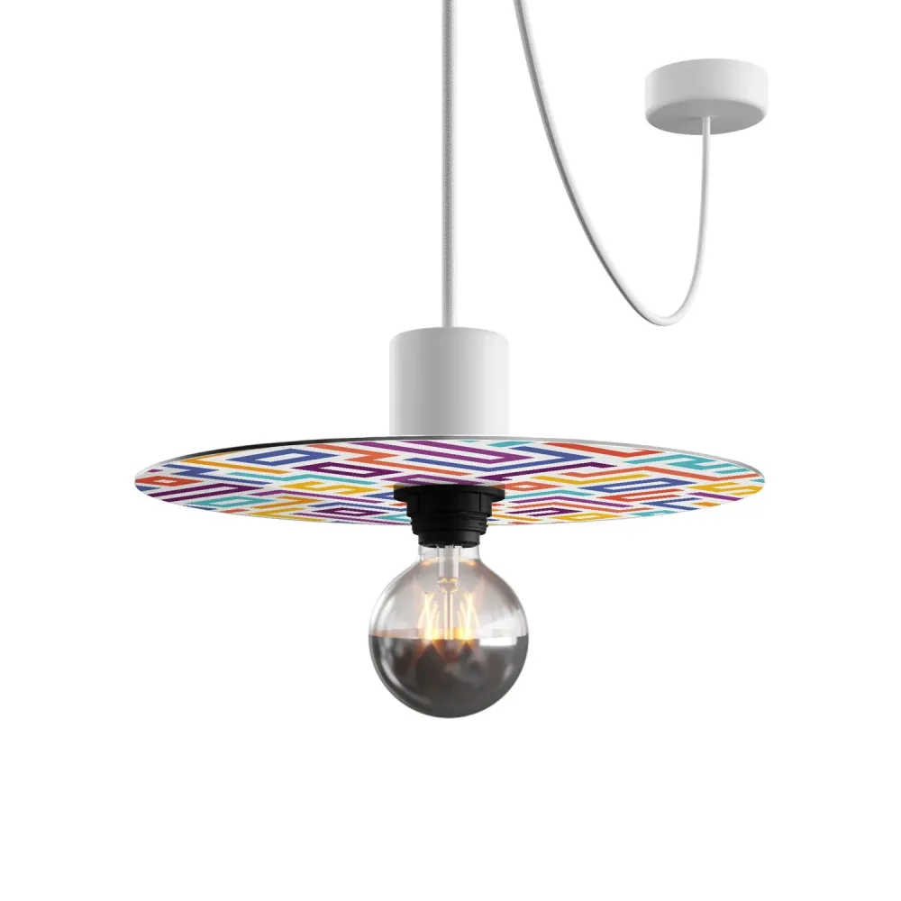 Abajur mini Piatto Ellepì com desenhos geométricos 'Kaleidoscope' Geometria 2, diâmetro 24 cm - Made Italy