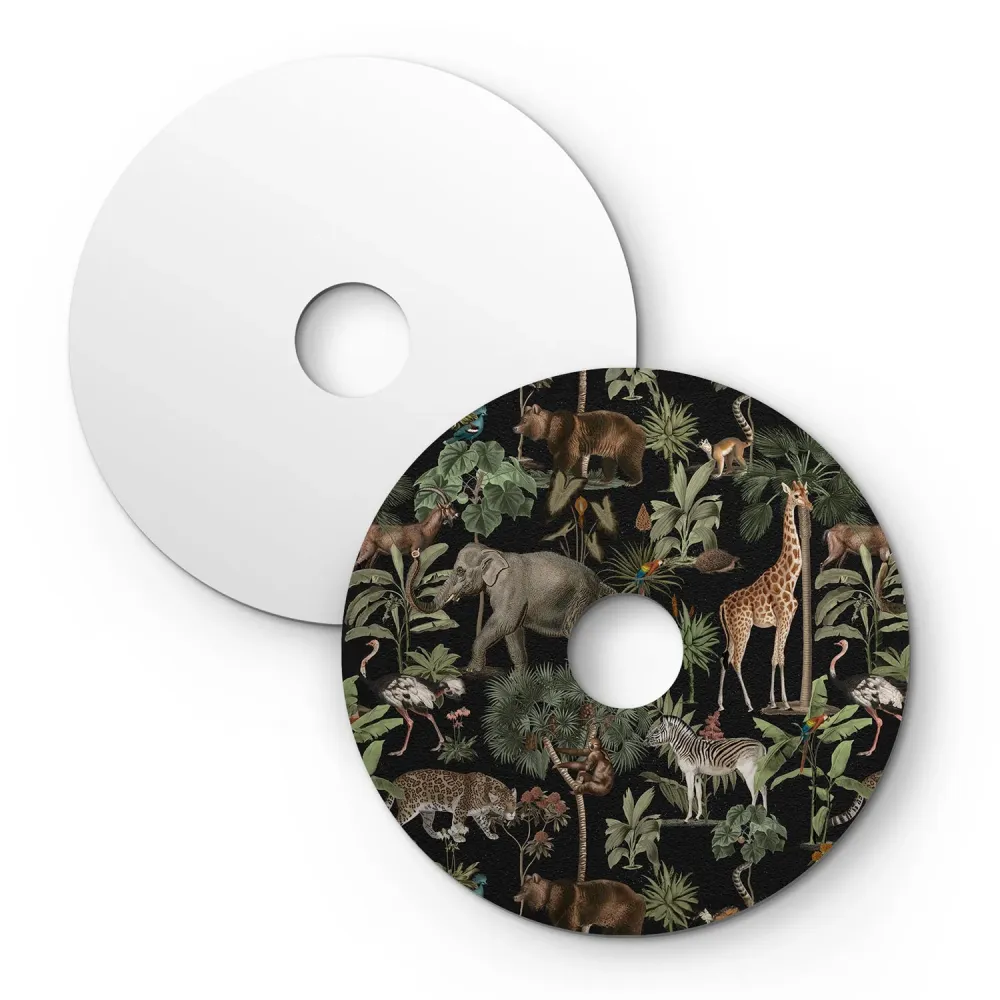 Abajur mini plano Ellepì com animais da selva 'Wildlife Whispers' Animais da Selva, diâmetro 24 cm - Fabricado em Itália