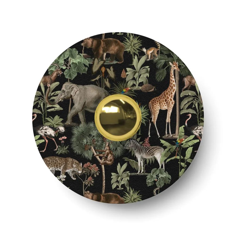 Abajur mini plano Ellepì com animais da selva 'Wildlife Whispers' Animais da Selva, diâmetro 24 cm - Fabricado em Itália