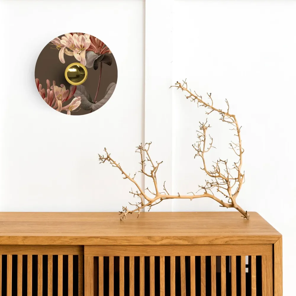 Abajur mini plano Ellepì com desenhos florais 'Blossom Haven' Botânico Lonicera, diâmetro 24 cm - Made Italy
