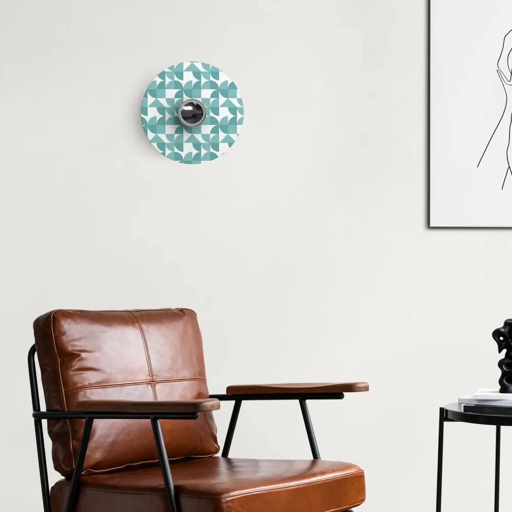 Abajur mini plano Ellepì com desenhos geométricos 'Kaleidoscope' Geometria 3, diâmetro 24 cm - Made Italy