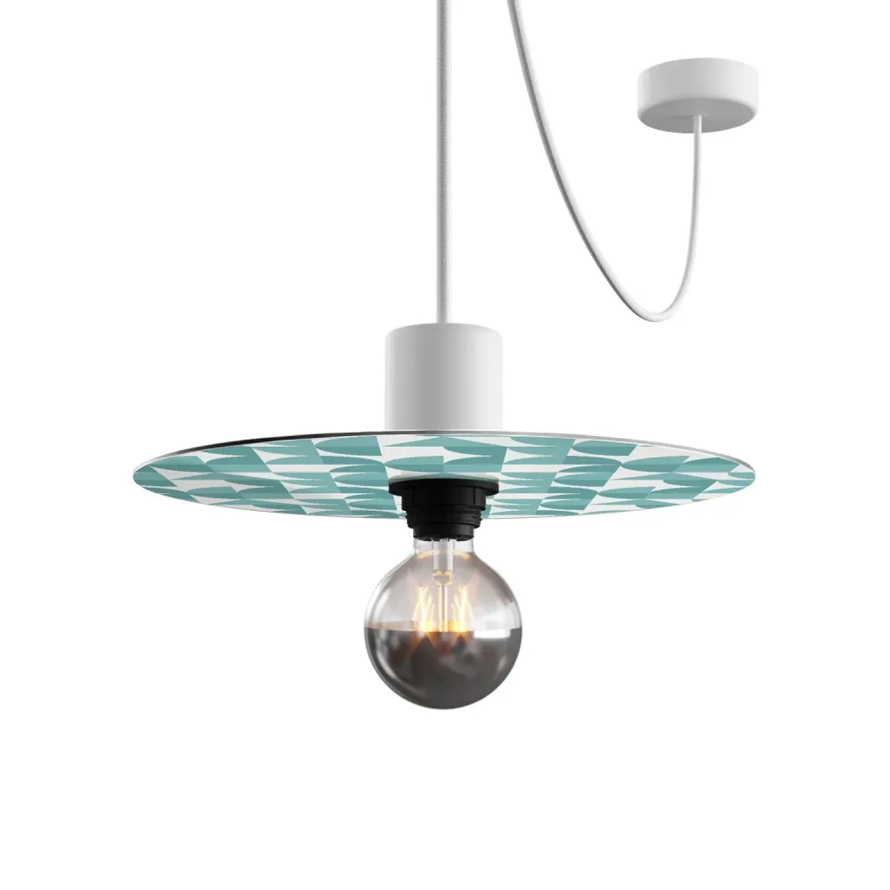 Abajur mini plano Ellepì com desenhos geométricos 'Kaleidoscope' Geometria 3, diâmetro 24 cm - Made Italy