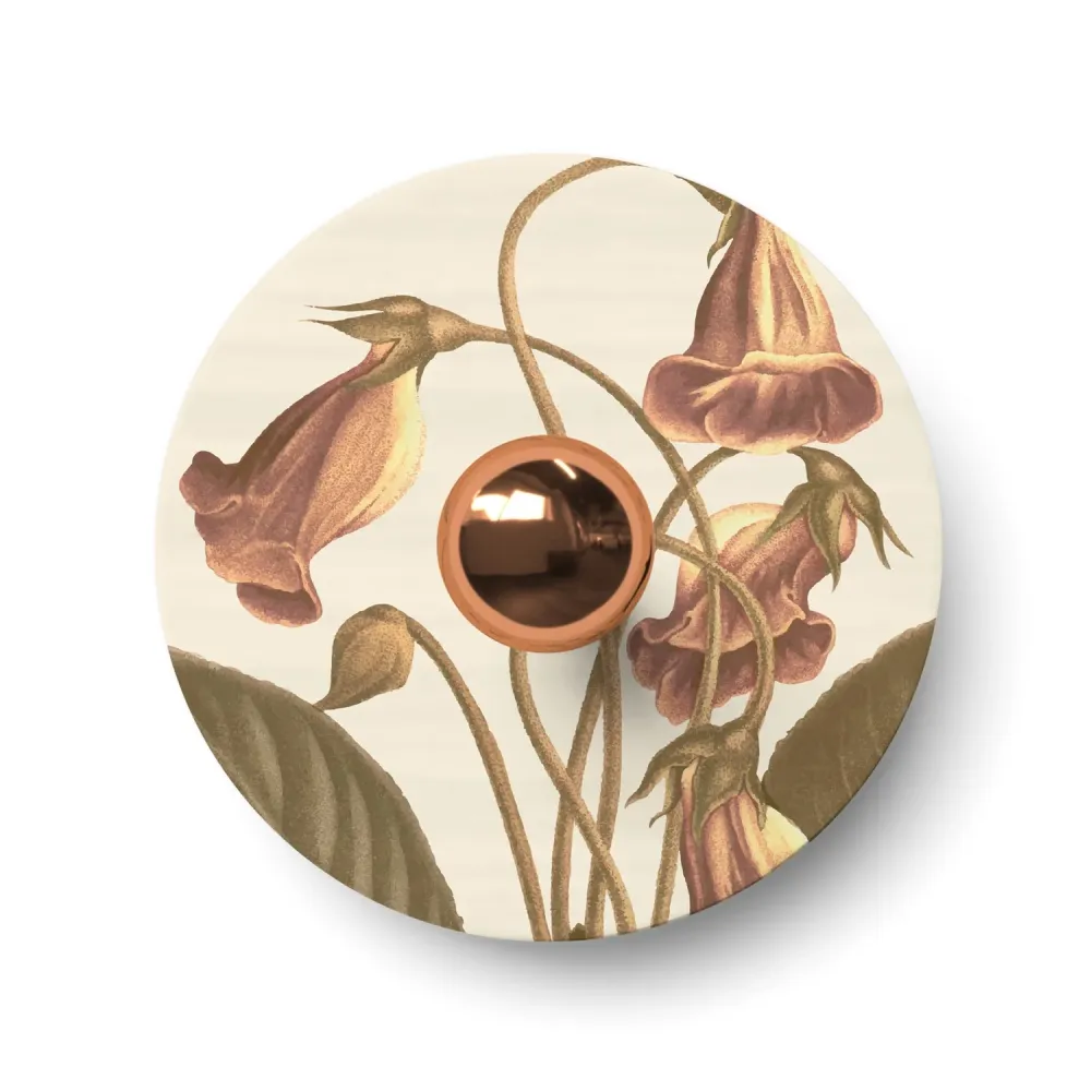 Abajur mini plano Ellepì com desenhos florais 'Blossom Haven' Botânico Gloxinia, diâmetro 24 cm - Made Italy