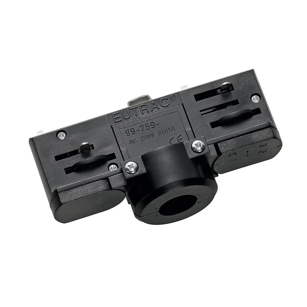 Adaptador de trilho de três fases EUTRAC Black, incluindo acessórios