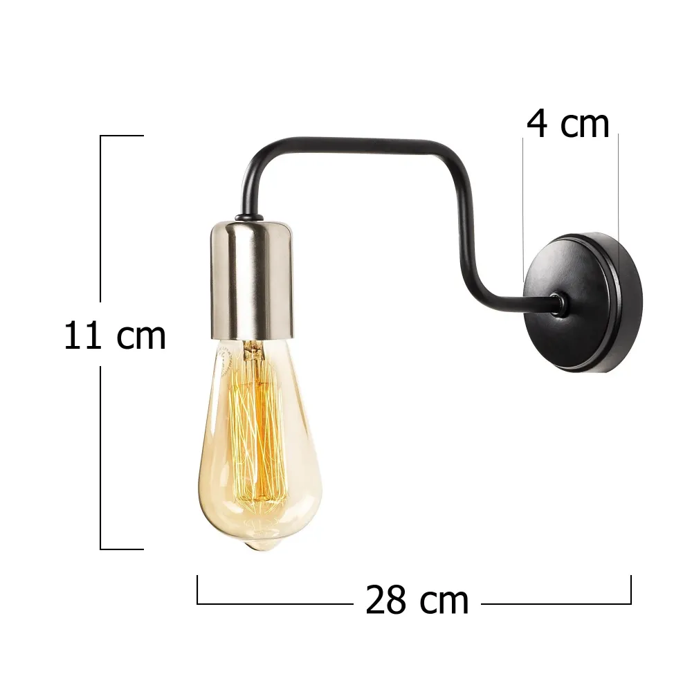 Aplicação De Parede, Ferro, Pretoníquel, 4x28x11, Limite 27 Max 40 W