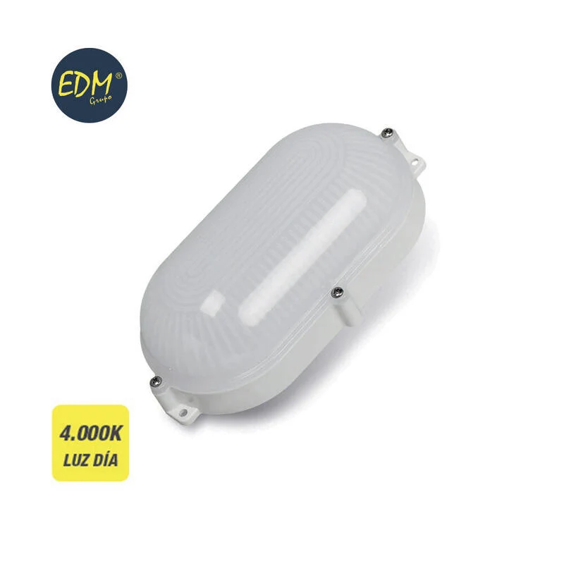 Aplique Exterior Led Oval 9w Ip65 4000k 22x12x6cm Luz Dia Edm
