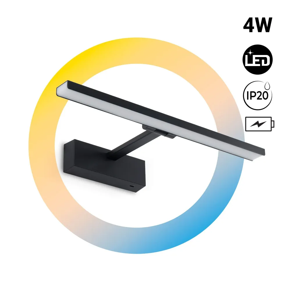 Aplique LED 4W com bateria - Controle remoto - CCT + DIM + Temporizador