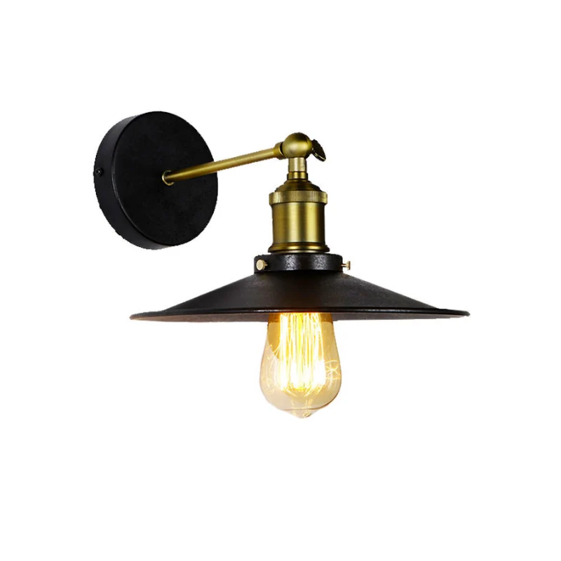 Aplique De Pared Metalico Vintage E27 60w Color Negro Ø28x24,5x26cm Edm