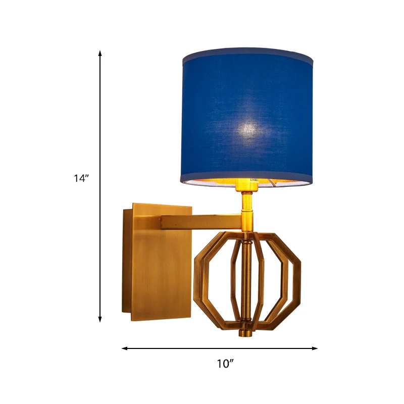 Aplique de Parede Azul Real - Candeeiro de Parede Moderno com Abajur de Tecido