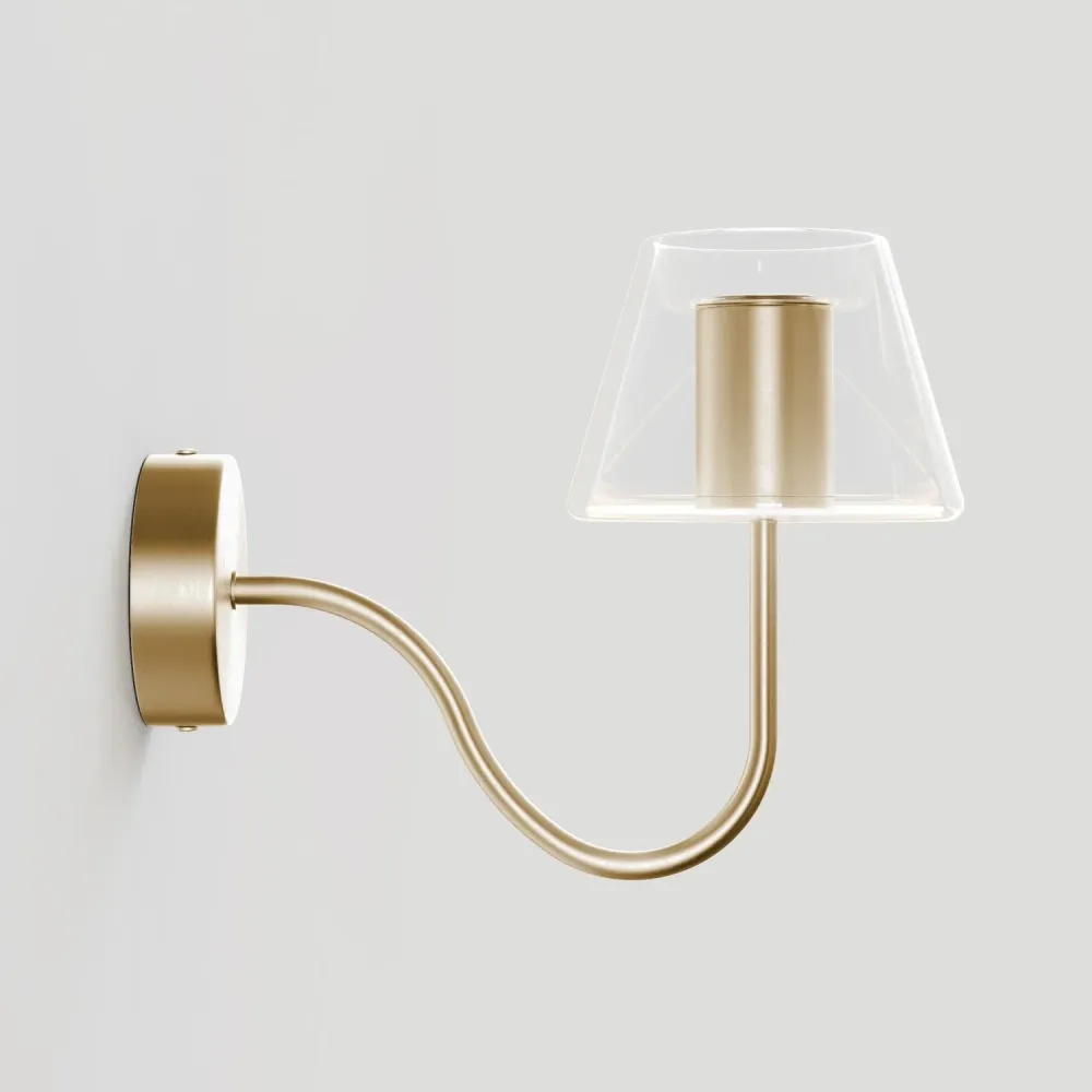 Aplique de parede Fermaluce G07 com extensão em S - Bronze Satinado