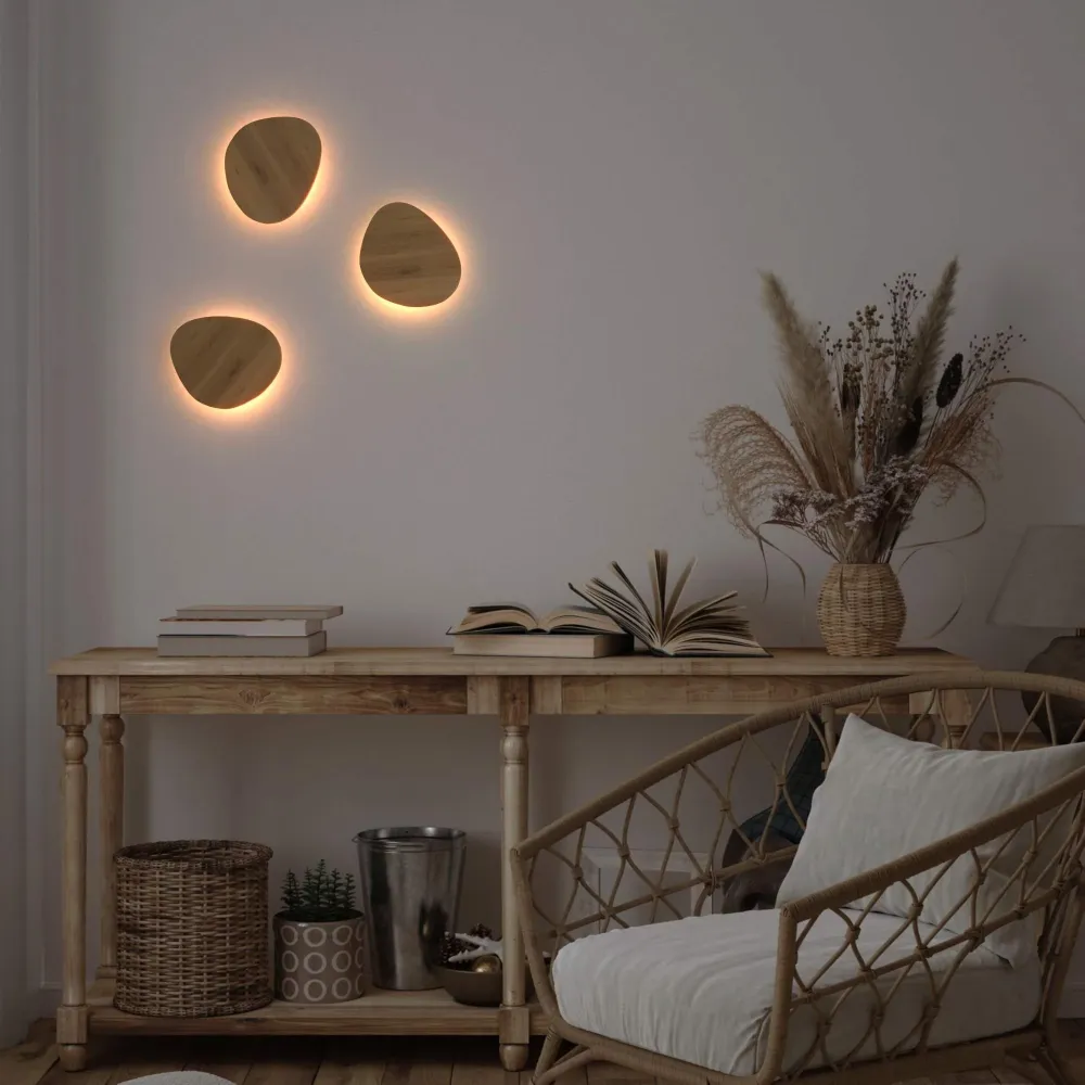 Aplique de parede em madeira "Eclipse 3" 8W - Luz quente
