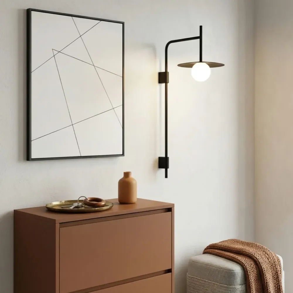 Aplique de Parede Minimalista Delphine com Braço Oscilante Branco At Ease Home Life