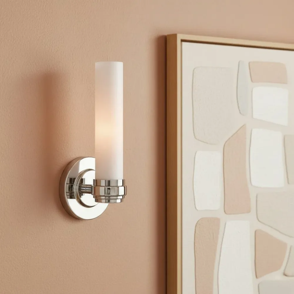 Aplique de Parede em Tubo de Vidro Leitoso Moderno Ignatius At Ease Home Life