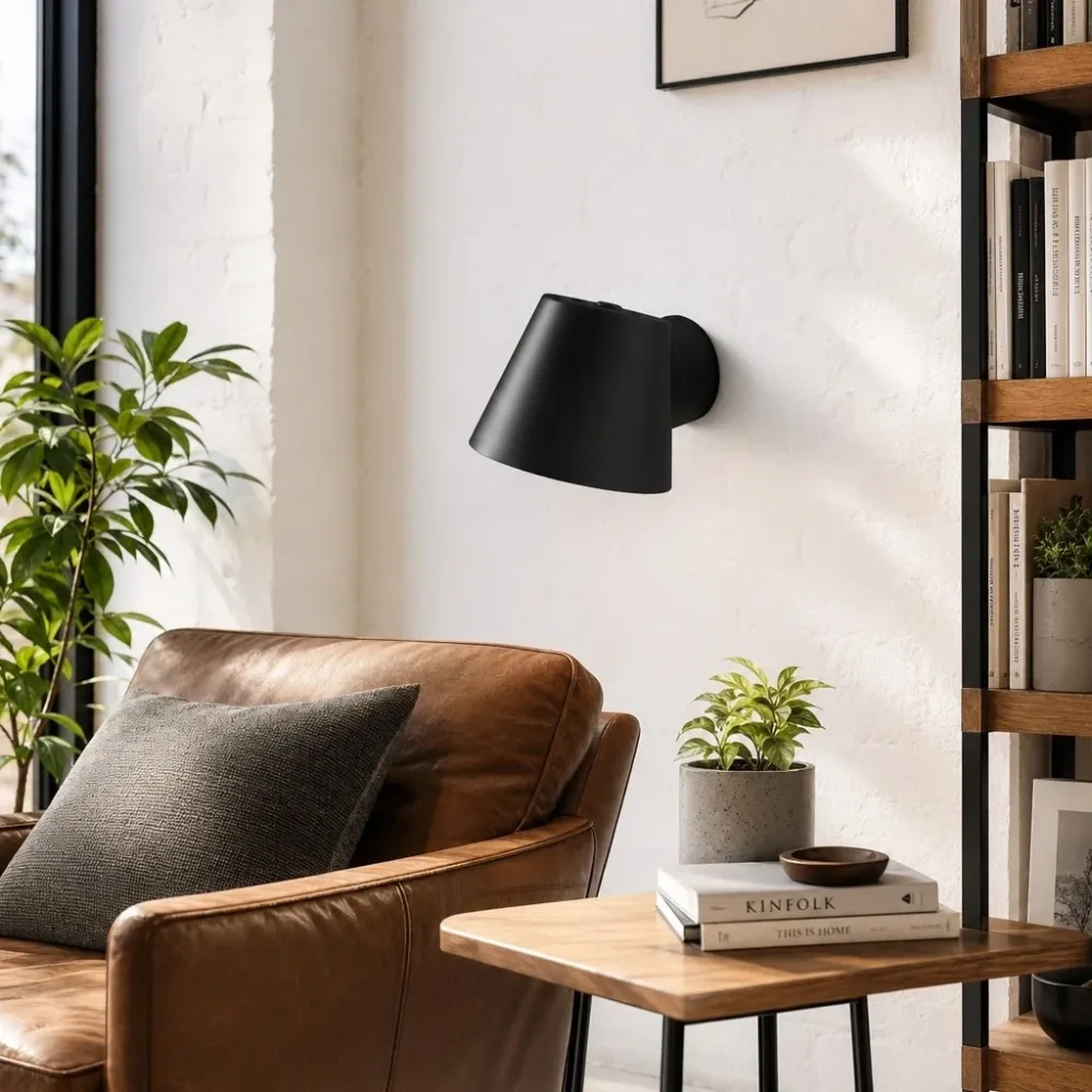 Arandela de Parede Giratória Moderna Solven em Alumínio Preto At Ease Home Life
