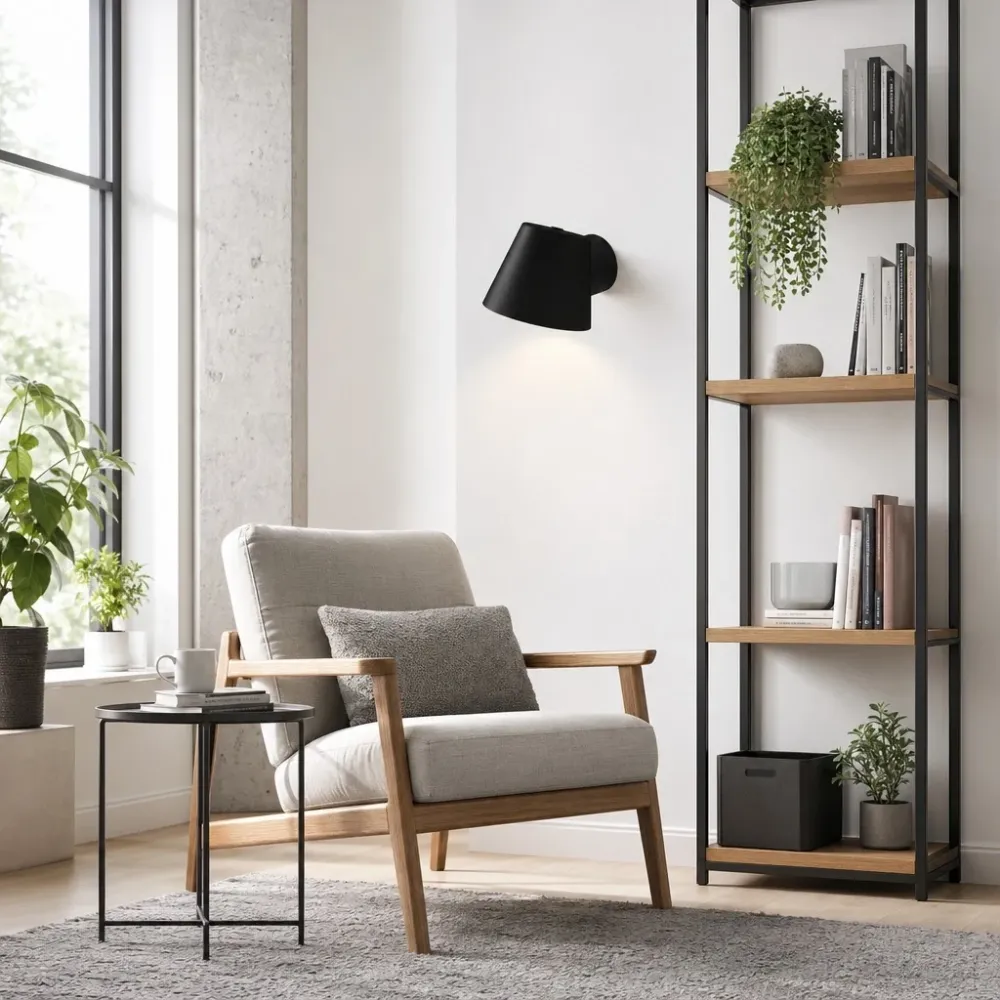 Arandela de Parede Giratória Moderna Solven em Alumínio Preto At Ease Home Life
