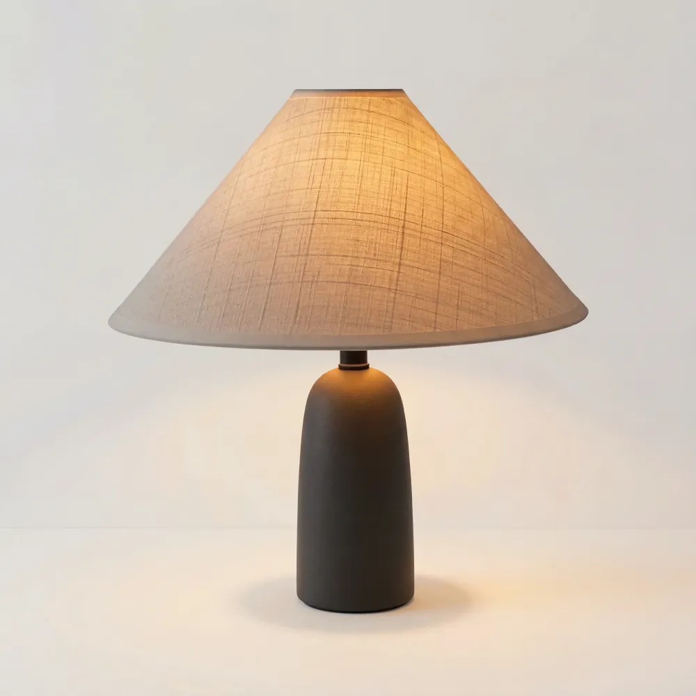 Candeeiro de Mesa com Base em Cerâmica de Ráfia Minimalista Matteo At Ease Home Life
