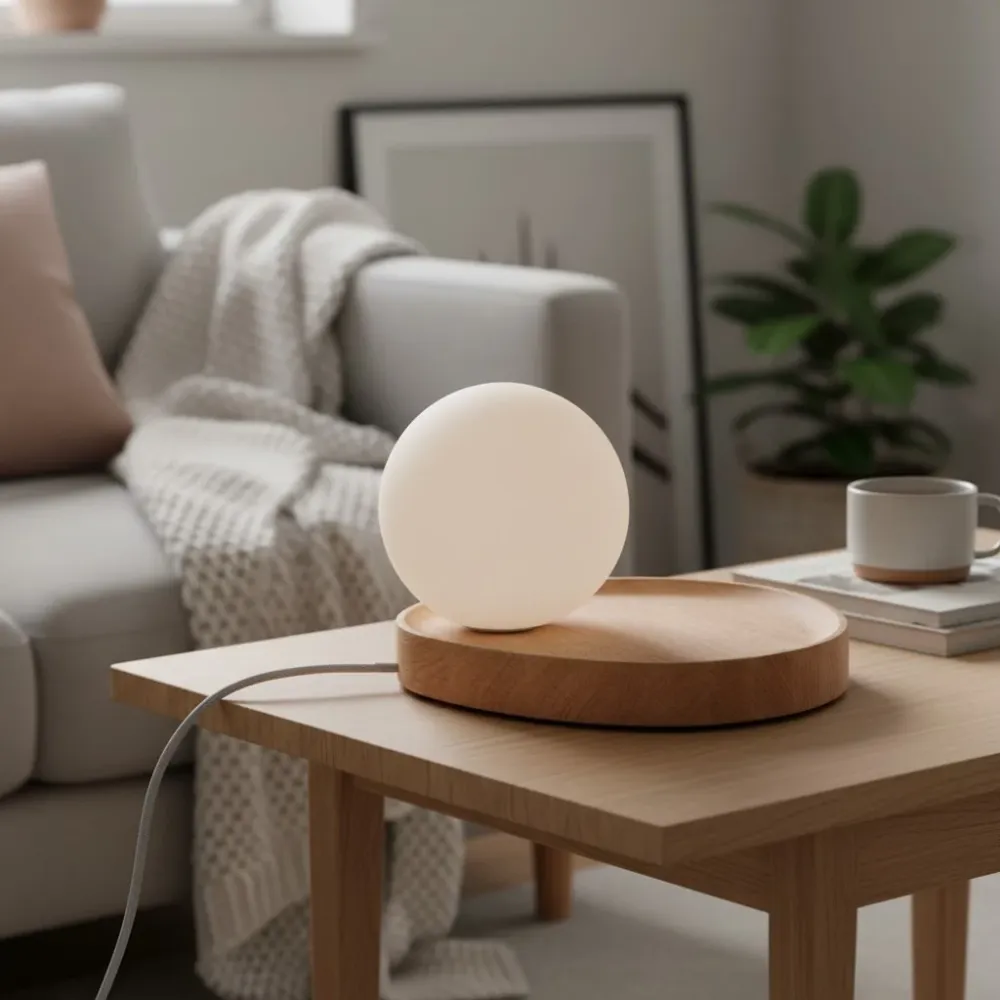 Candeeiro de Mesa Katri Minimalista com Globo Opalino At Ease Home Life