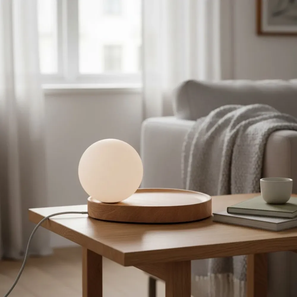 Candeeiro de Mesa Katri Minimalista com Globo Opalino At Ease Home Life