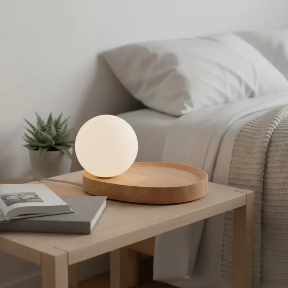 Candeeiro de Mesa Katri Minimalista com Globo Opalino At Ease Home Life