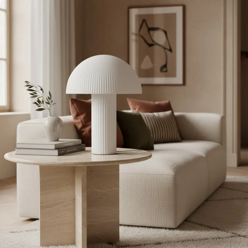 Candeeiro de Mesa em Vidro Opaline Curvona em Forma de Cogumelo At Ease Home Life