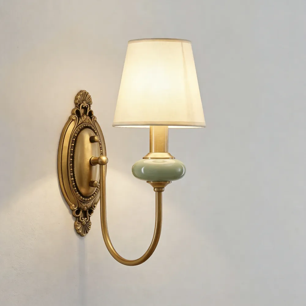 Candeeiro de Parede de Cerâmica com Braço Curvo Retro Della At Ease Home Life