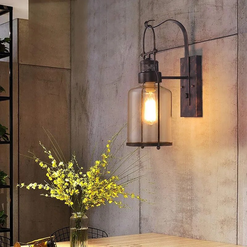 Candeeiro de Parede com Frasco de Vidro Antigo Industrial Ceres At Ease Home Life