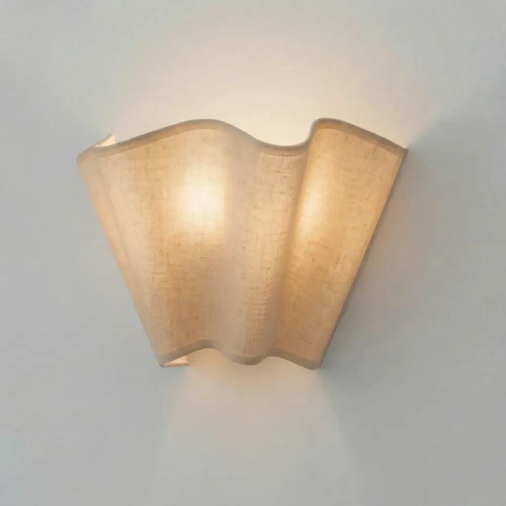 Candeeiro de Parede em Linho Floral Marfim Moderno Issac At Ease Home Life
