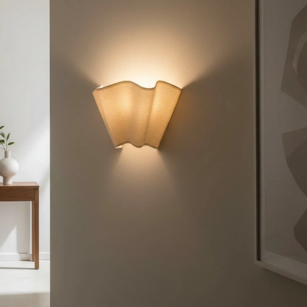 Candeeiro de Parede em Linho Floral Marfim Moderno Issac At Ease Home Life