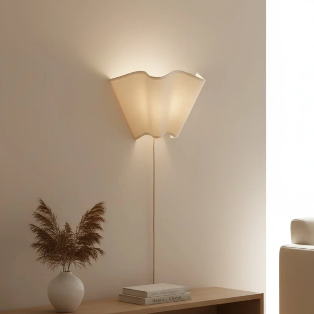 Candeeiro de Parede em Linho Floral Marfim Moderno Issac At Ease Home Life