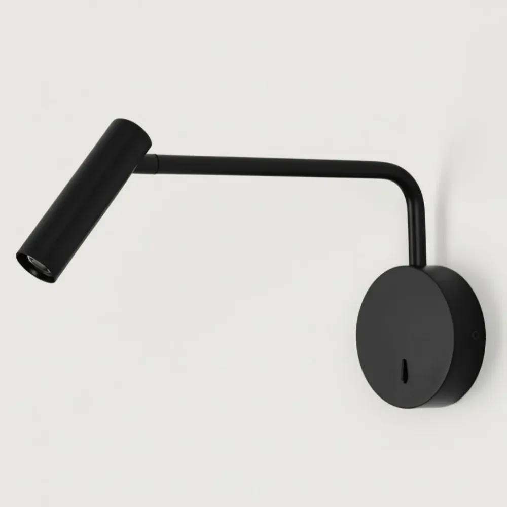 Candeeiro de Parede Moderno de Leitura em Metal Cressida Preto At Ease Home Life