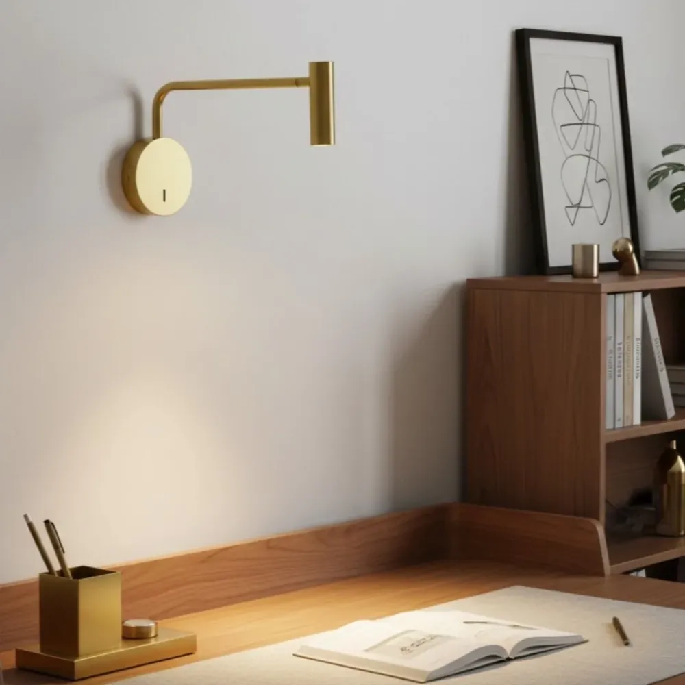 Candeeiro de Parede Moderno de Leitura em Metal Cressida Preto At Ease Home Life