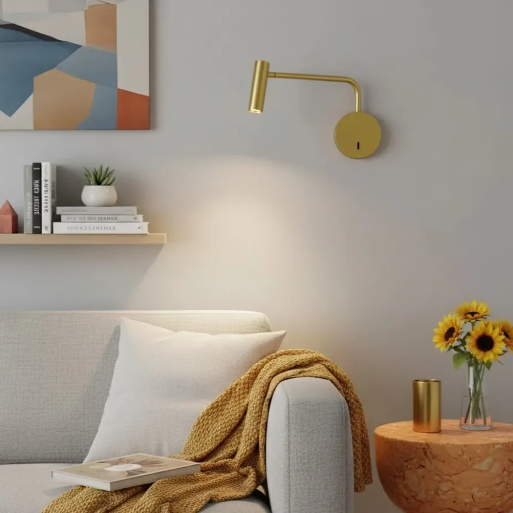 Candeeiro de Parede Moderno de Leitura em Metal Cressida Preto At Ease Home Life