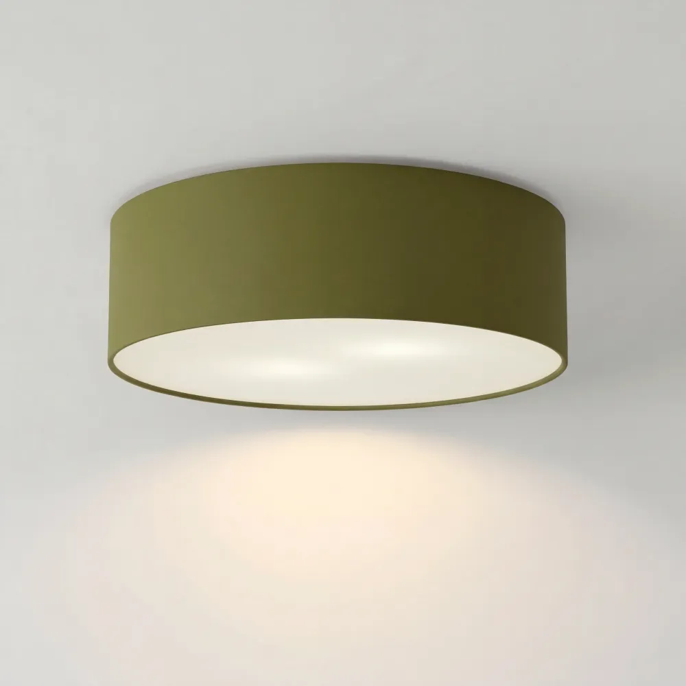 Candeeiro de Teto Moderno Tamara em Linho com Forma de Tambor Branco At Ease Home Life
