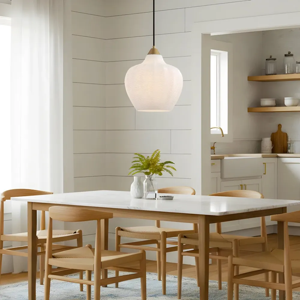 Candeeiro de Teto de Vidro Branco Fosco Riscado Retro Jemima At Ease Home Life